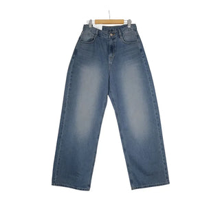 Washed wide-leg denim pants