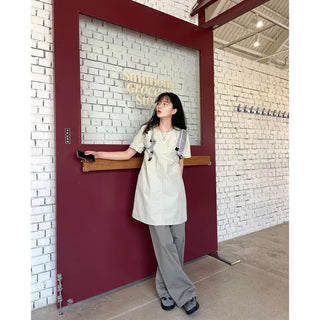 Mini round neck layered dress