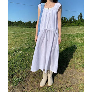 Lace linen long dress