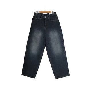 Ribbed wide denim pants