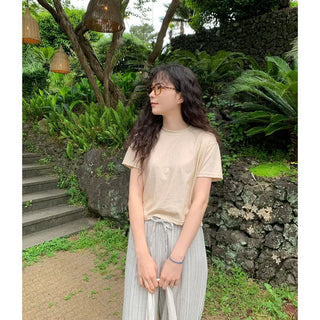 Basic color pigment short-sleeved T-shirt