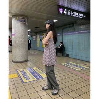 Denim newsboy cap