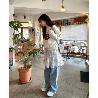 Wide-wash denim pants