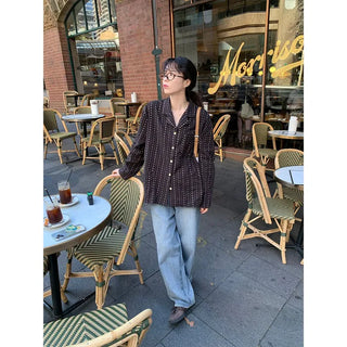 High-waisted wide-leg denim pants