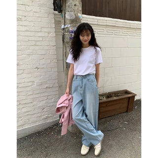 Basic plain short-sleeved T-shirt