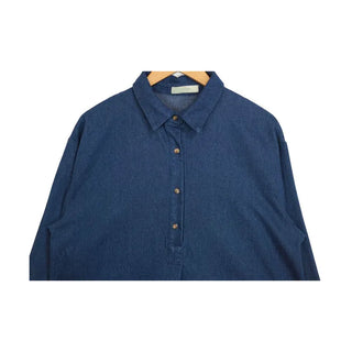 Denim-colored button-up long dress