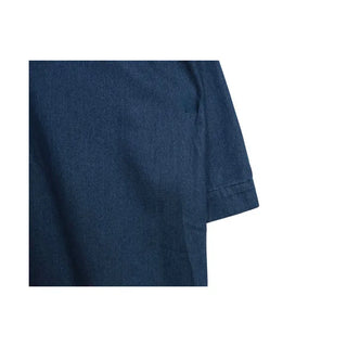 Denim-colored button-up long dress