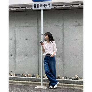 Vintage wide-leg denim pants