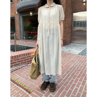Balloon cotton washed denim pants