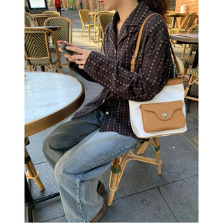 High-waisted wide-leg denim pants