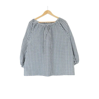 Ribbon tie detail check blouse