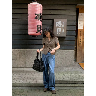 Summer wide denim pants