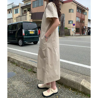 Back pocket stitch long dress