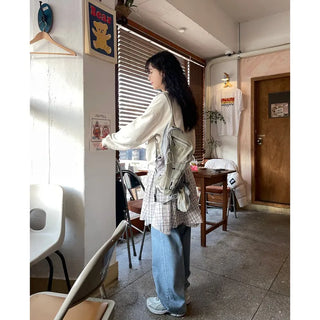 Wide-wash denim pants
