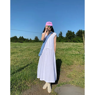 Lace linen long dress