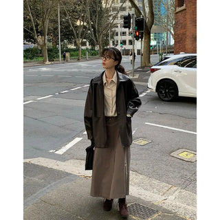 Oversized leather jacket