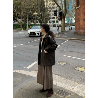 Oversized leather jacket