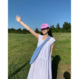 Lace linen long dress