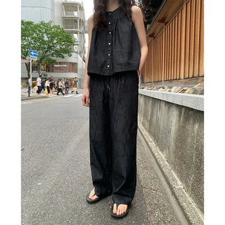 Non-faded denim vest