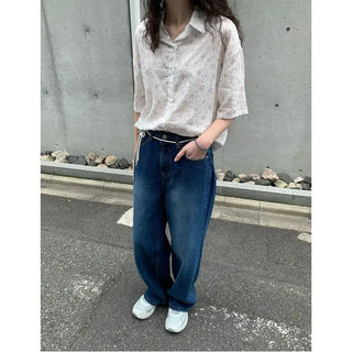 Vintage wide-leg denim pants