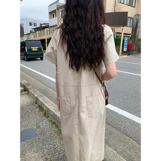 Back pocket stitch long dress