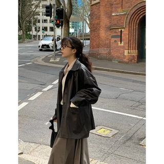 Oversized leather jacket
