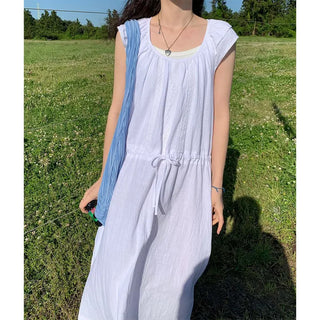 Lace linen long dress
