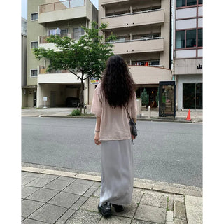 A-line satin long skirt