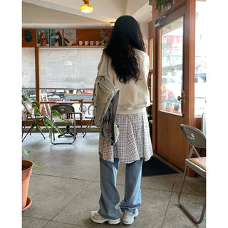 Wide-wash denim pants