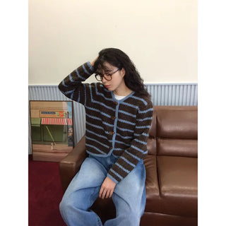 Striped wool cardigan