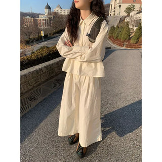Back elastic cotton long skirt