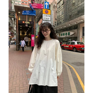 Oversized slit puff blouse