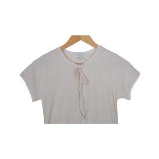 Ribbed lace ribbon T-shirt