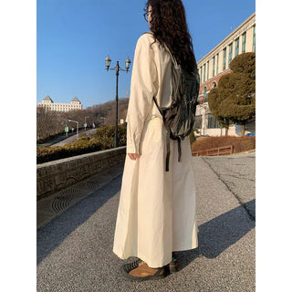 Back elastic cotton long skirt