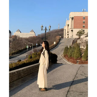 Back elastic cotton long skirt