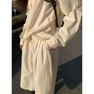 Back elastic cotton long skirt