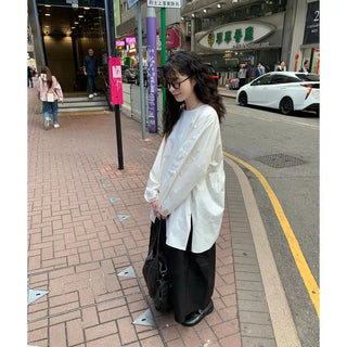 Oversized slit puff blouse