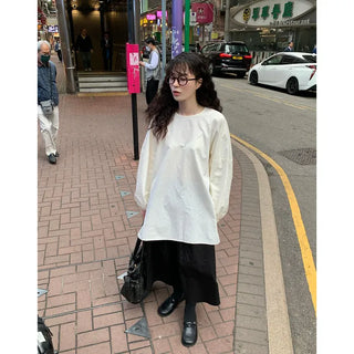 Oversized slit puff blouse