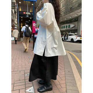 Oversized slit puff blouse
