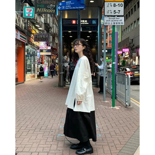 Oversized slit puff blouse