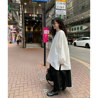 Oversized slit puff blouse