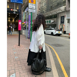 Oversized slit puff blouse