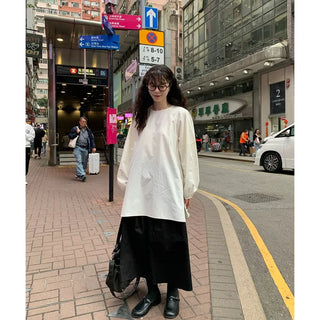 Oversized slit puff blouse