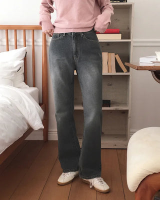 Semi-bootcut denim pants