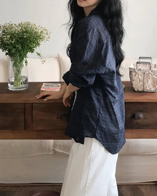 Loose-fit summer check shirt