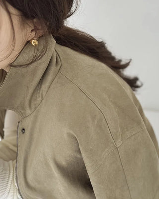 ONLYSLOW. Matte Suede Leather MA-1 Jacket