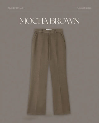 Warm fleece-lined semi-bootcut slacks