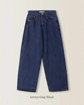Real wide-leg denim pants