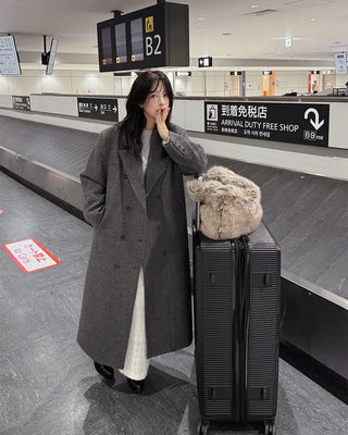 (2 types) Bouclé Double-breasted Coat