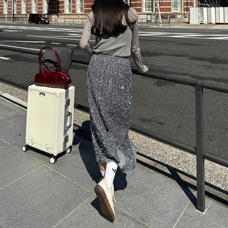 See-through slim long-sleeved T-shirt